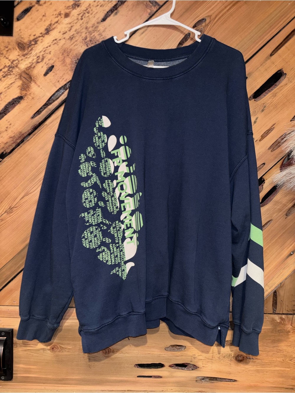 FP Movement by Free People Navy Sweatshirt with Lime and White Accents
